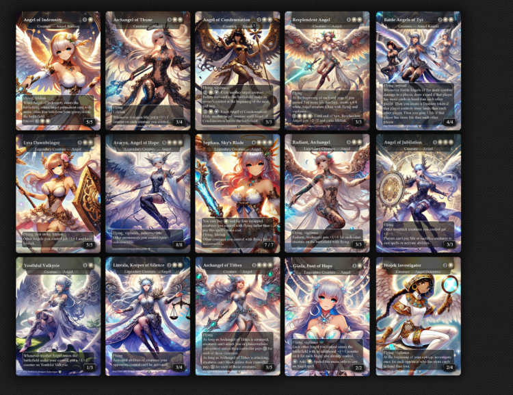 Anime Angels Deck MTG, Angels, Anime Angels, Giada Angel, Serra Angel, Gisela, Avacyn