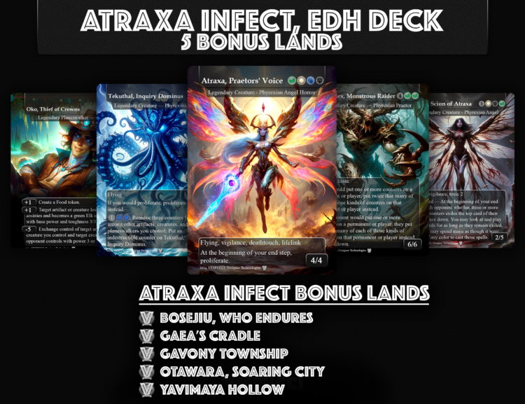 NEW Atraxa Infect EDH Deck, MH3 Eldrazi, Totaling 105 Proxy Cards, New Proxies from MH3 added, 5 Bonus lands, Dual, Fetch, Basic