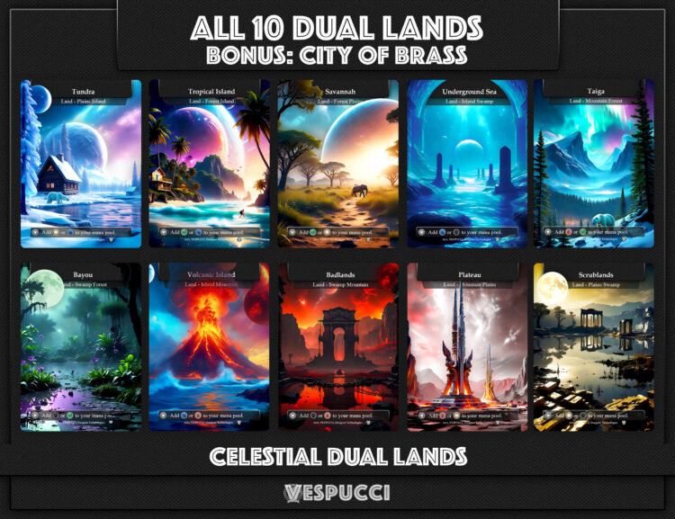 Dual Lands MTG, Lnads MTG, Taiga, Tundra, Savannah, Scublands, Badlands, Tropical Island, Volcanic Island