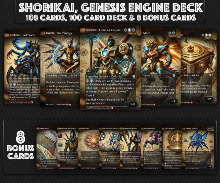 Shorikai Genesis Engine Custom Schematic Deck, 114 Schematic Proxy cards, Custom Designed and Inspired by Voltron & Evangelion Genesis