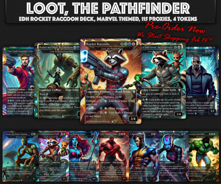 Loot, the Pathfinder EDH Deck, 115 Cards, 15 Sideboard, Includes all major characters, Loot Flicker Deck, Rocket Themed, Loot